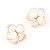 Eggshell Flower Pearl Stud Earrings